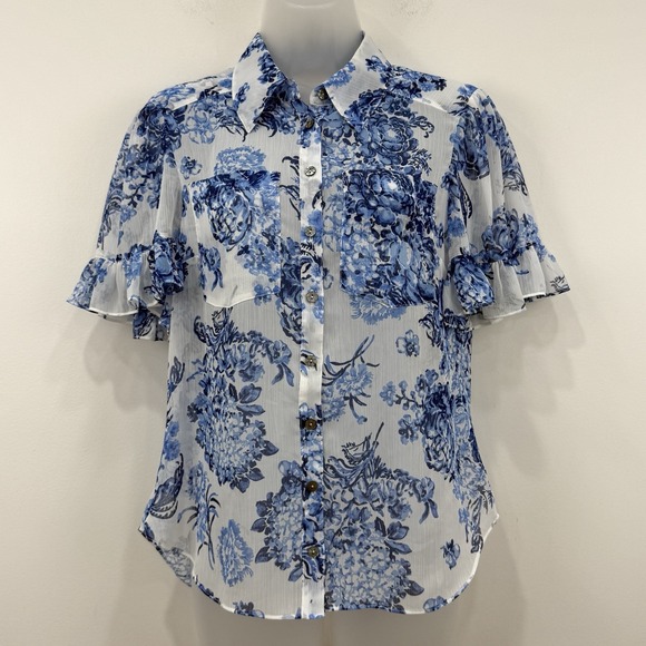 cinq a sept Tops - Cinq A Sept Lyra Costal Bouquet Short Sleeve Top M Feminine Dainty Whimsical